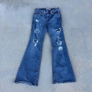 Levi's Women's Ripped Wide Leg Jeans - Blue